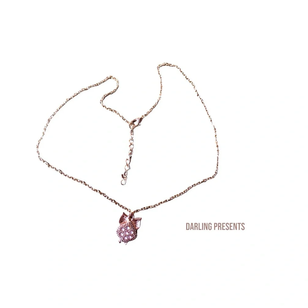 Owl Acrylic Crystal Necklace Women/Girls Color White